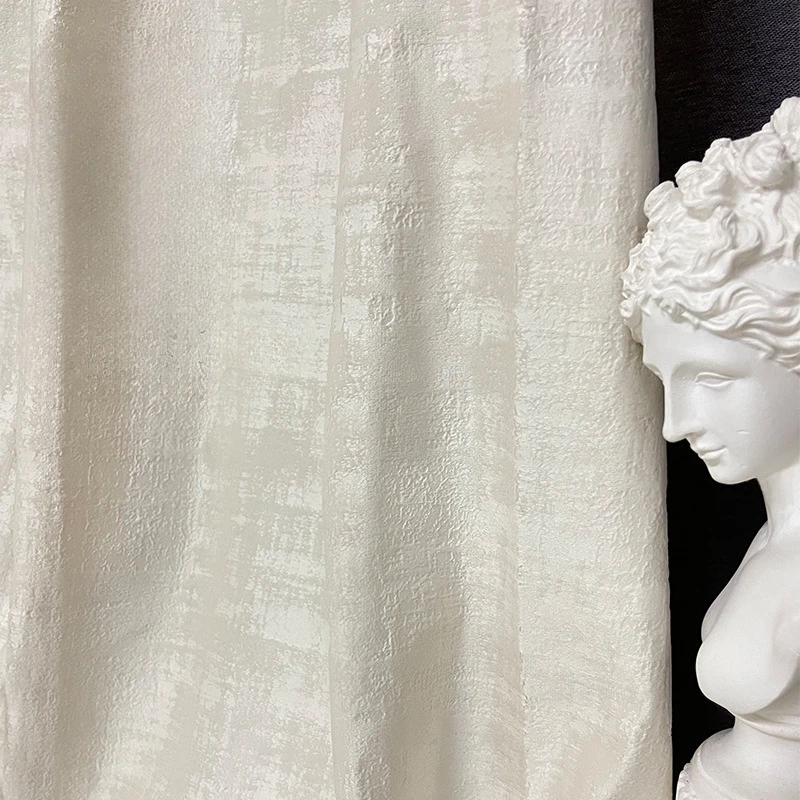 Fleece French Elegant High Shading Curtains Cream Colored Embossed High-precision Relief Jacquard Craft Window Curtains Custom