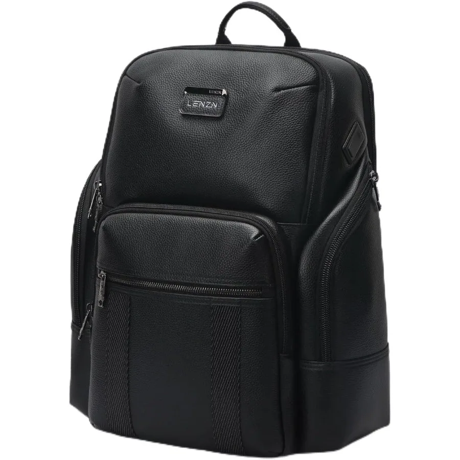 حقيبة ظهر جلدية متينة للكمبيوتر المحمول للأعمال مثالية للرجال والنساء حقيبة ظهر للعمل تناسب حقيبة سفر عالية الجودة مقاس 15.6 بوصة #1