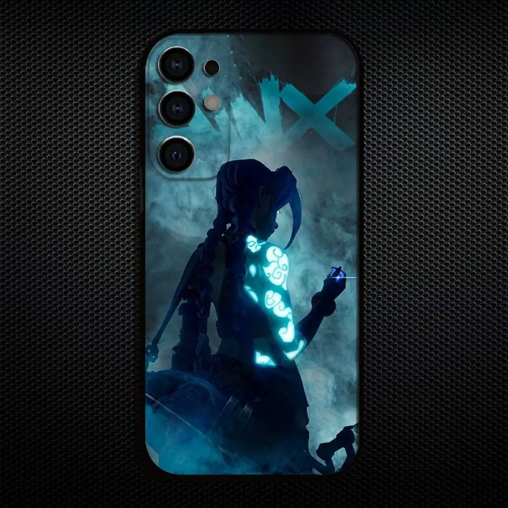 حافظة هاتف J-Jinx Arcane L-LOL لهاتف سامسونج S25، S24، S21، S22، S23، S30، Ultra، S20، Plus، Fe، Lite، Note، 10,9,5G غطاء أسود