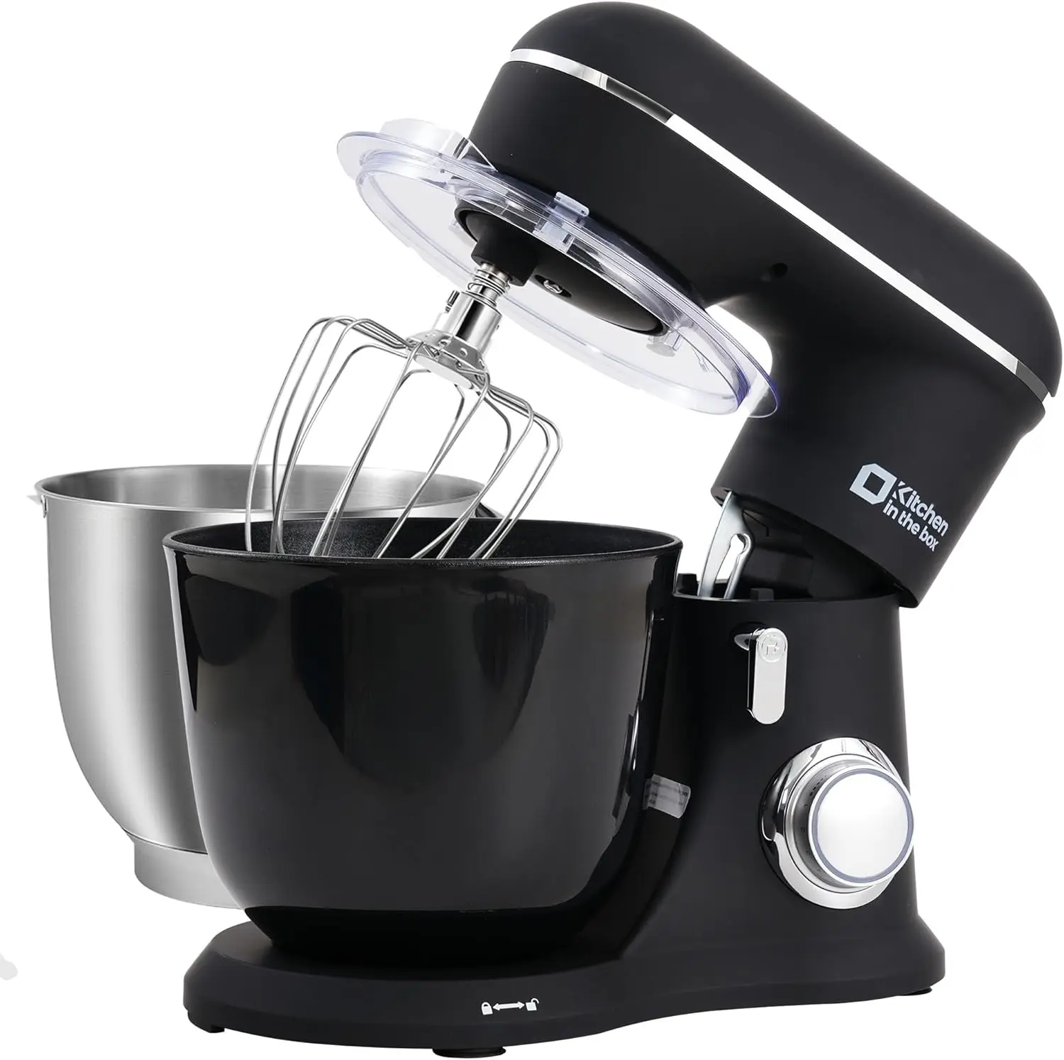 KitchenAid 4.5QT+5QT Onyx Black Matte Stand Mixer with Two Bowls Egg Whisk Dough Hook Flat Beater for Daily Use Kitchen Blenders