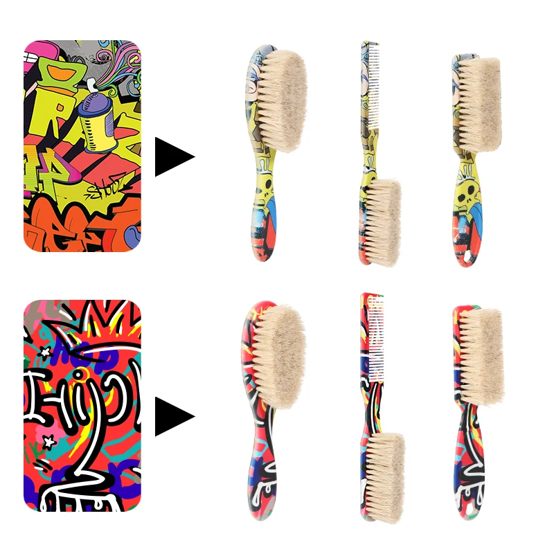 2-in-1 Professional Beard Brush Mustache Salon Cleaning Hair Trimming Tools Oil Head Shape Carving Shaving Double-Sided Comb