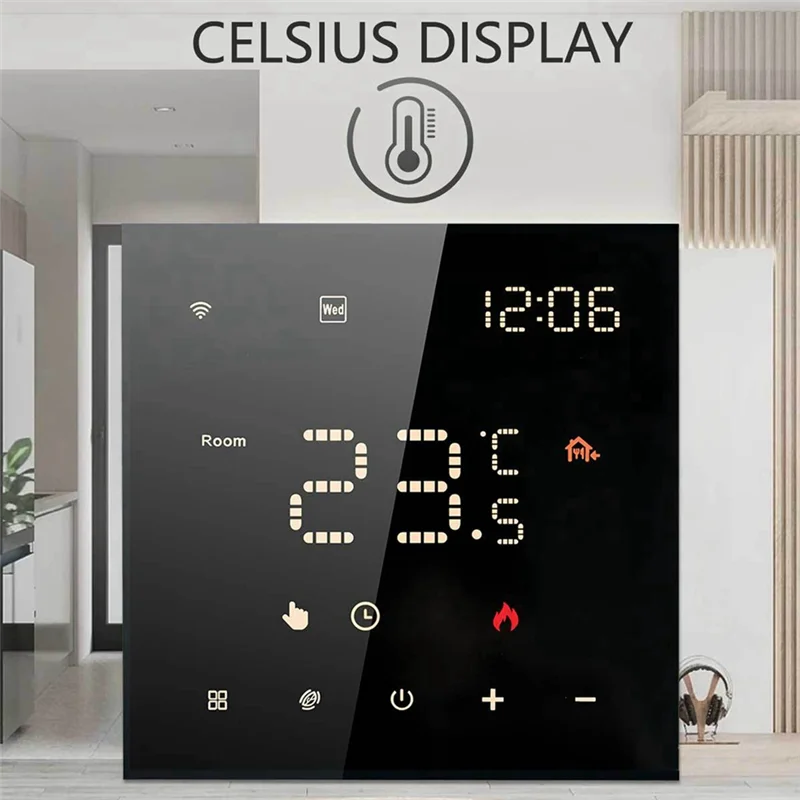 PORK-Tuya Wifi ترموستات التدفئة الأرضية ترموستات التدفئة الأرضية المنزل الذكي ترموستات التحكم الصوتي شاشة Led ملونة Whit