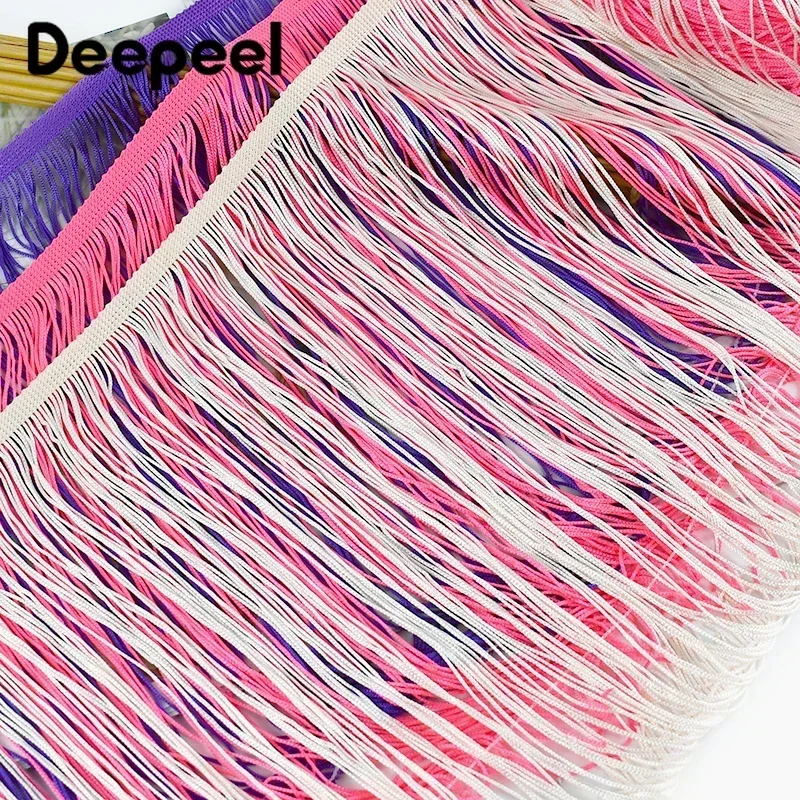 Deepeel 5/10Meters 30cm Colored Tassel Fringe Trim Woven Lace Ribbon Fringes for Sewing Clothes Stage Latin Dance Dress Fabric