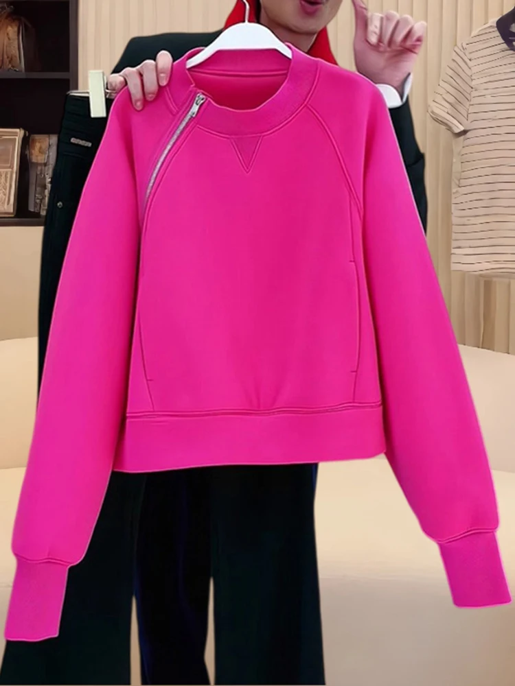 

Стильный корейский свободный женский свитшот с цветными блоками, розовый, модный, весенне-осенний, трендовый топ, корейская версия, с длинными рукавами Z...