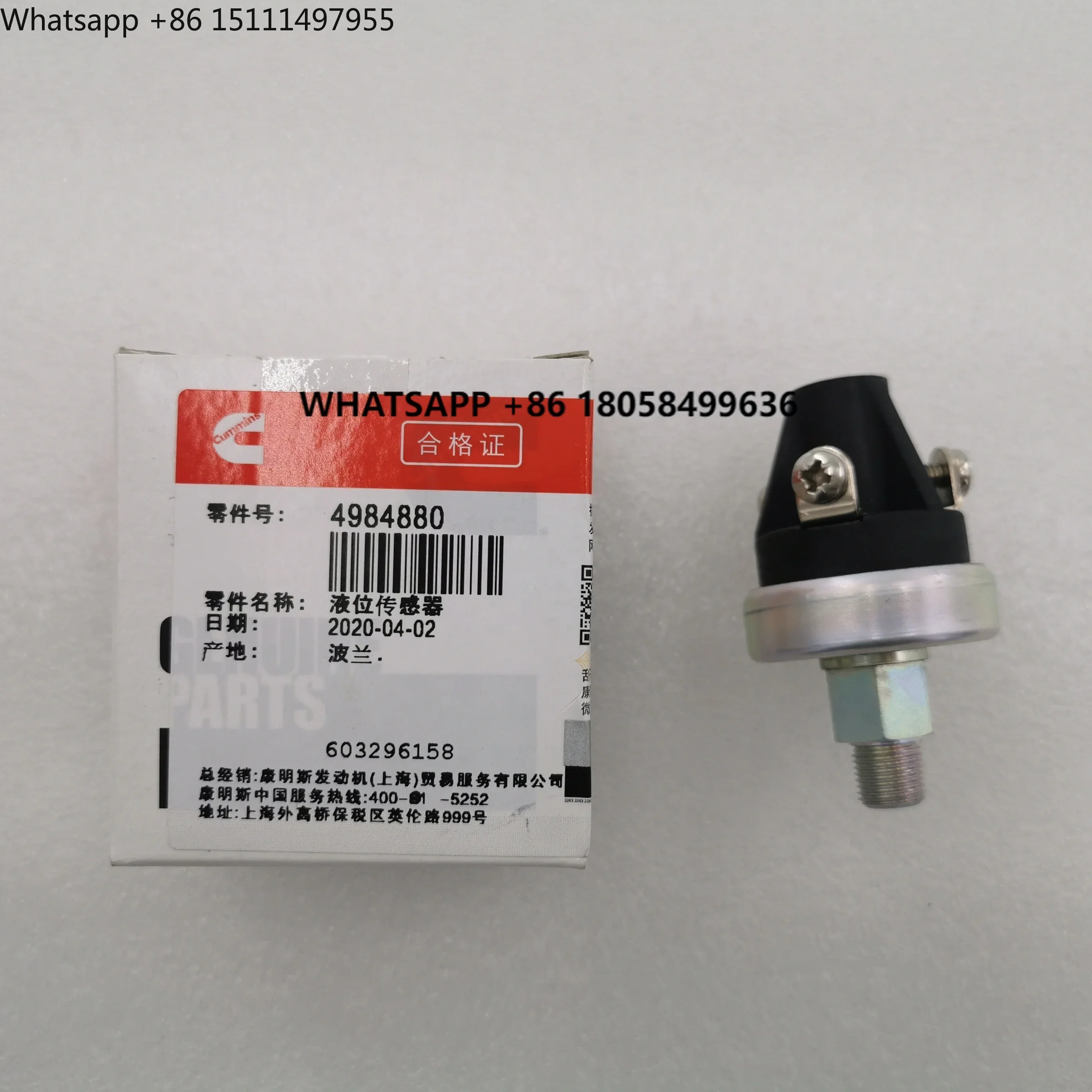 Original Chongqing Cumins Engine NTA855 Spare Part Marine Boat Liquid Level Sensor 4984880 Switch