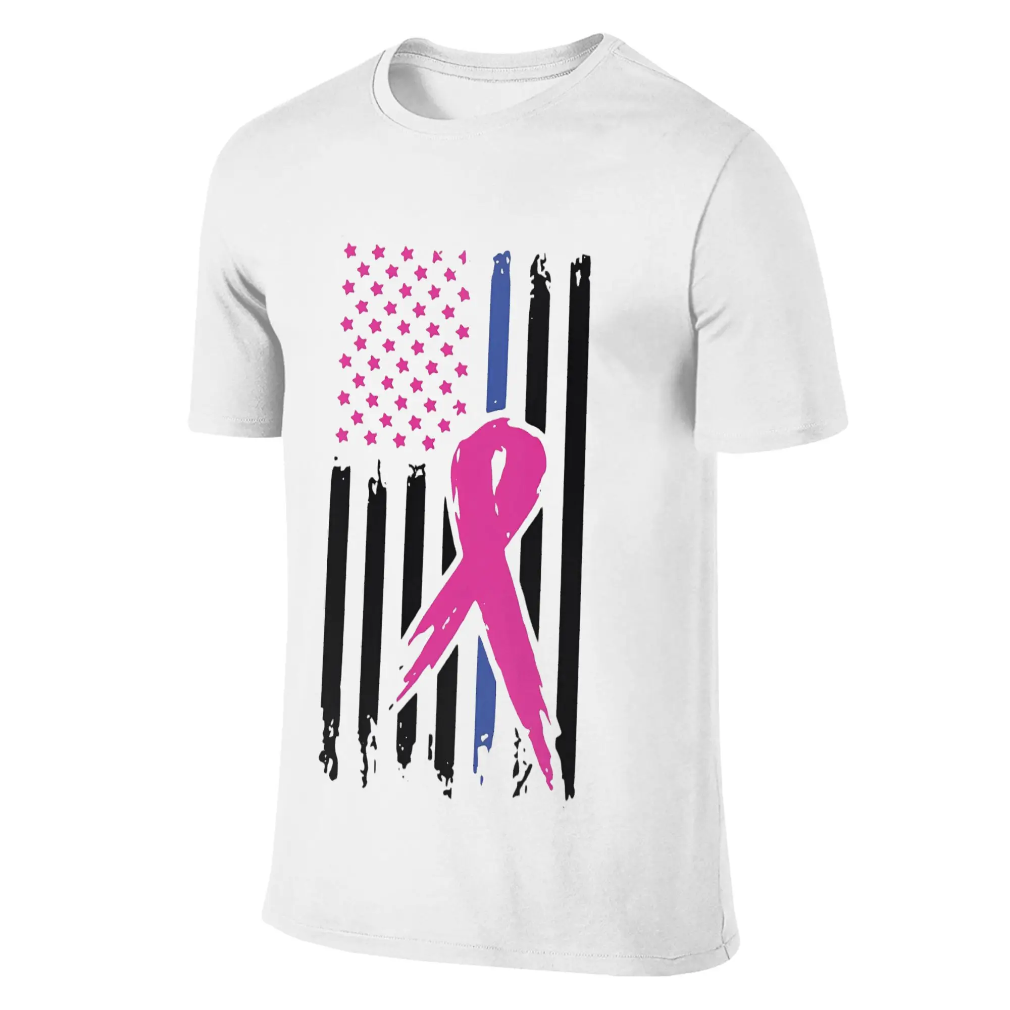 

Мужские и женские футболки с лентой для осведомленности о раке молочной железы, одежда из 100% хлопка, новинка, футболки с короткими рукавами и круглым вырезом, идея подарка, футболки