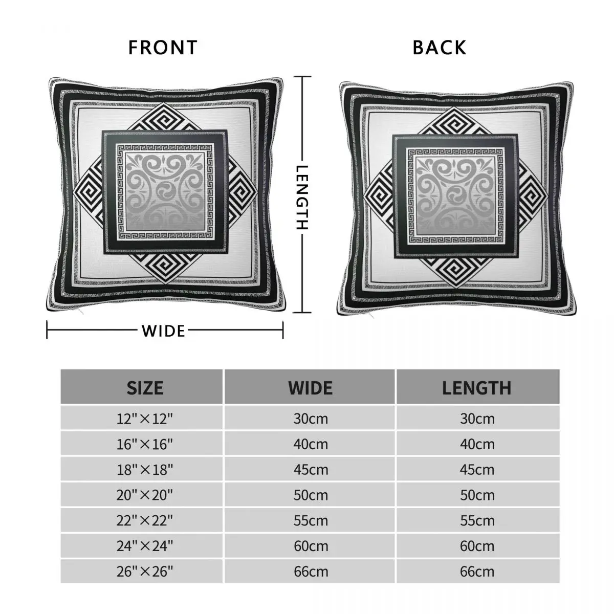 Greek Key Black White Diamond Pillowcase Polyester Linen Velvet Printed Zip Decorative Pillow Case Sofa Seater Cushion Case 18