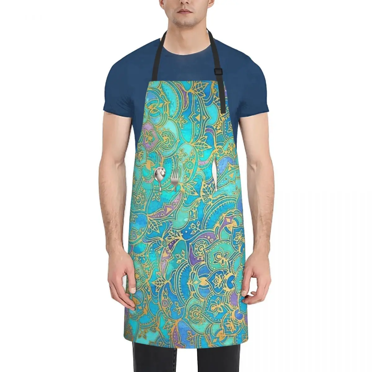 

Sapphire & Jade Adult Waterproof Apron with Pockets - Easy-Care, Stain-Resistant Apron for Cooking, Baking, and Crafting