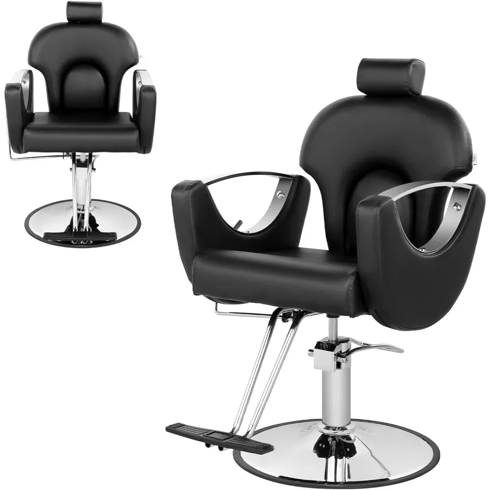 Barber Chair, 360° Swivel Adjustable Headrest Hydraulic Hair Chairs, Reclining Stylist Chairs Salon Chair