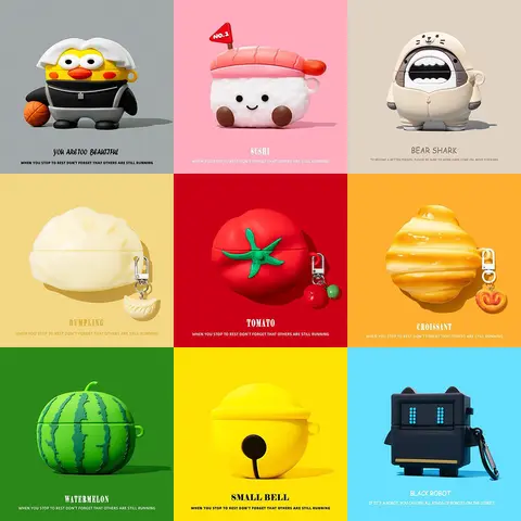 3D Cartoon dumplings robot shark Drop resistant Earphone Case For SONY WF-1000XM5 shockproof Earphone Cover For SONY WF1000XM5