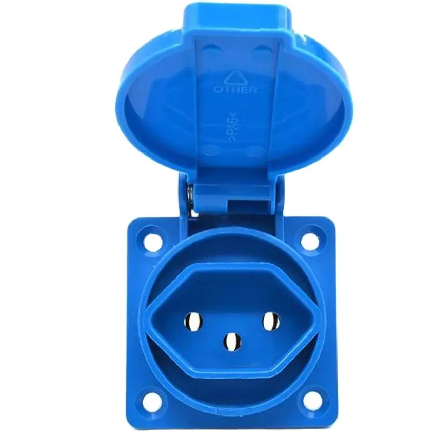 1Pcs Brazil Switzerland Waterproof Industry Socket 10A Flush Mount Electrical Outlet with Cover for Outdoor Garden Camping RV