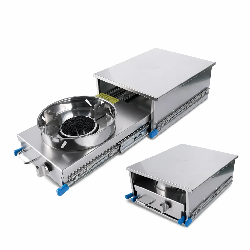 RV Slide Out Gas Stove LPG Camper Drawer Cooker Stainless Steel Caravan Outdoor Kitchen Burner