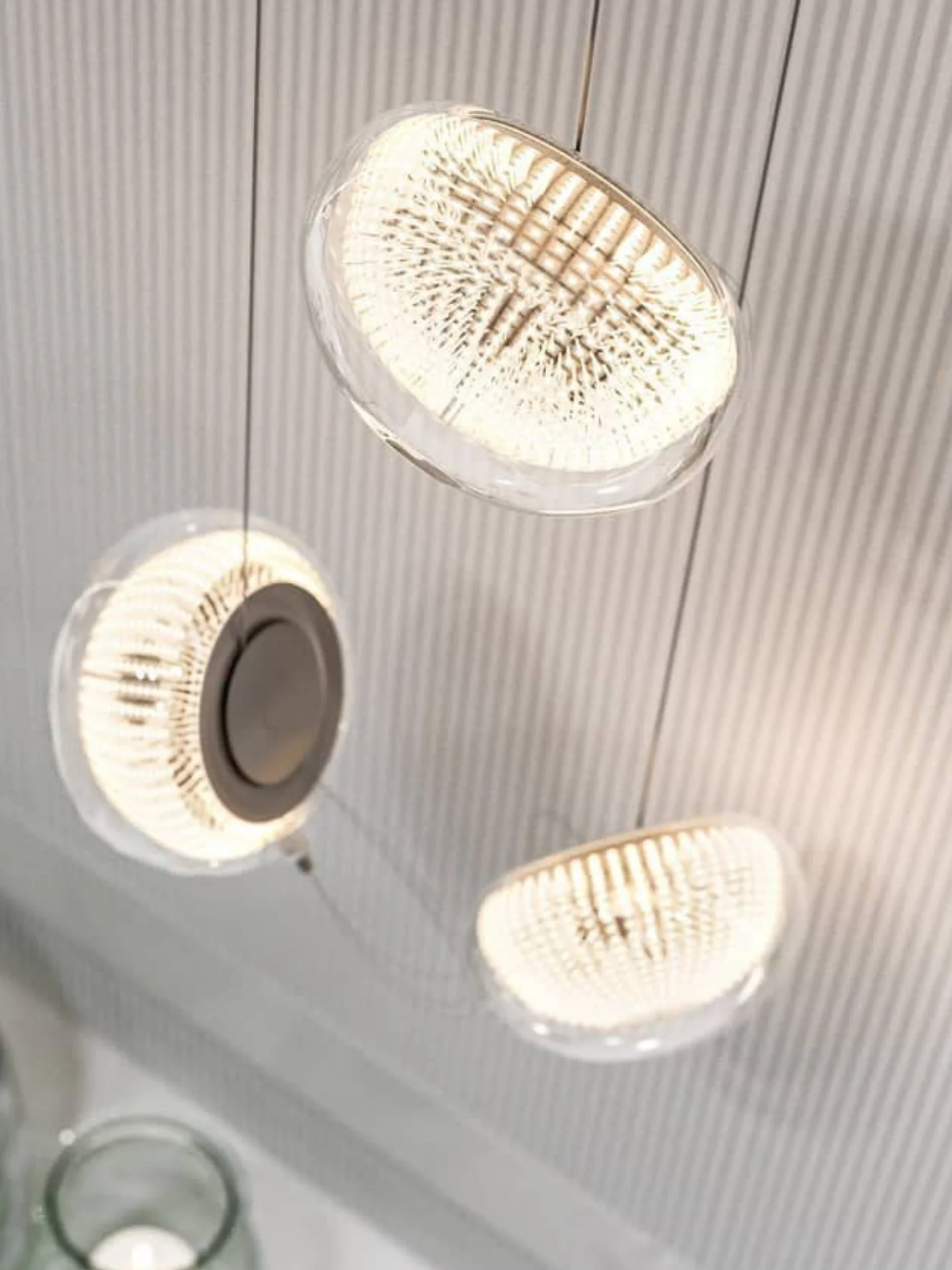 REVEN Modern Nordic Chandelier Transparent Hemisphere Glass Pendant Light Dimmable Lustre for Bedroom Staircase luminaire