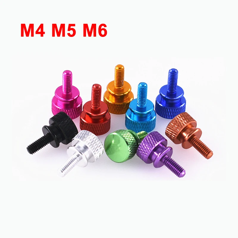 

3PCS M4 M5 M6 Aluminum Alloy Knurled Thumb Step Screws DIY Computer Case Adjust Screw 10 Colors Length 5-20mm