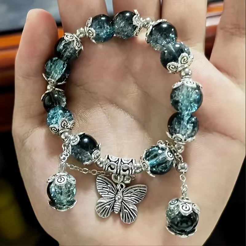 Luxus Galaxy Planet Armband Für Frauen Popcorn Kristall Opal Perlen Schmetterling Feder Anhänger Armband Harajuku Schmuck Geschenke – Detail 7