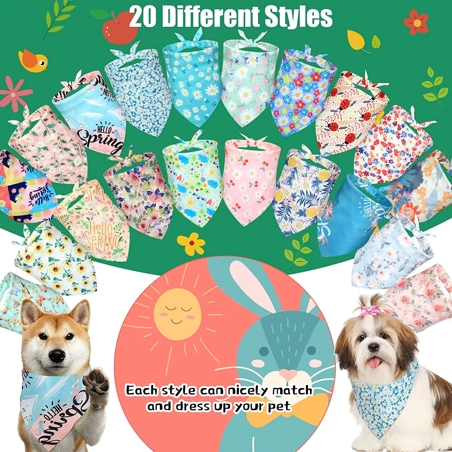 20er Packungen Weihnachts-Hunde-Bandana, dreieckige Schals für Hunde, Thanksgiving, Halloween, Hunde-Lätzchen, Bandanas für Hunde-Accessoires – Detail 6