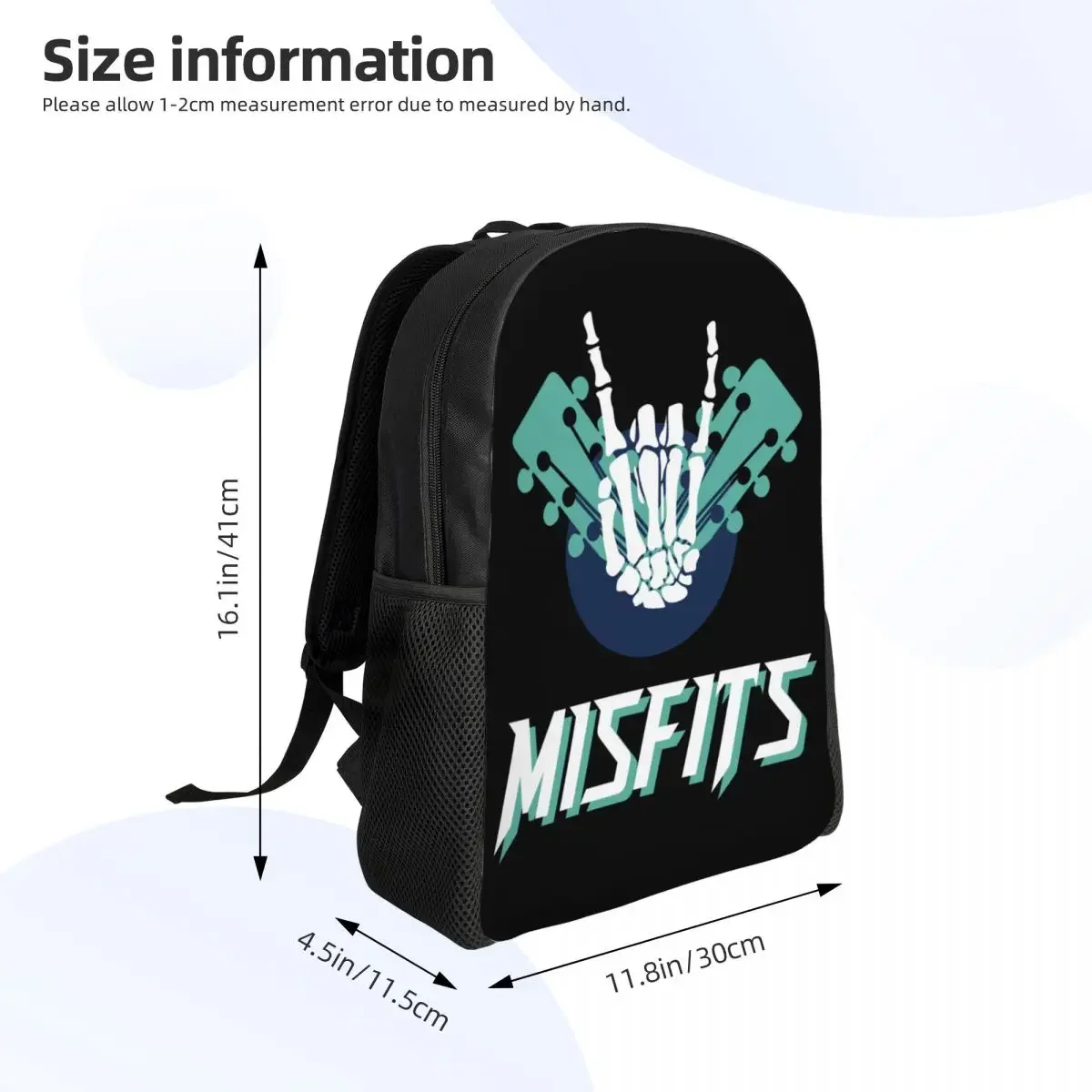 Custom Rock Band Misfits Skull Backpack for Men Women School College Student Bookbag Fits 15 Inch Laptop Heavy Metal Bags