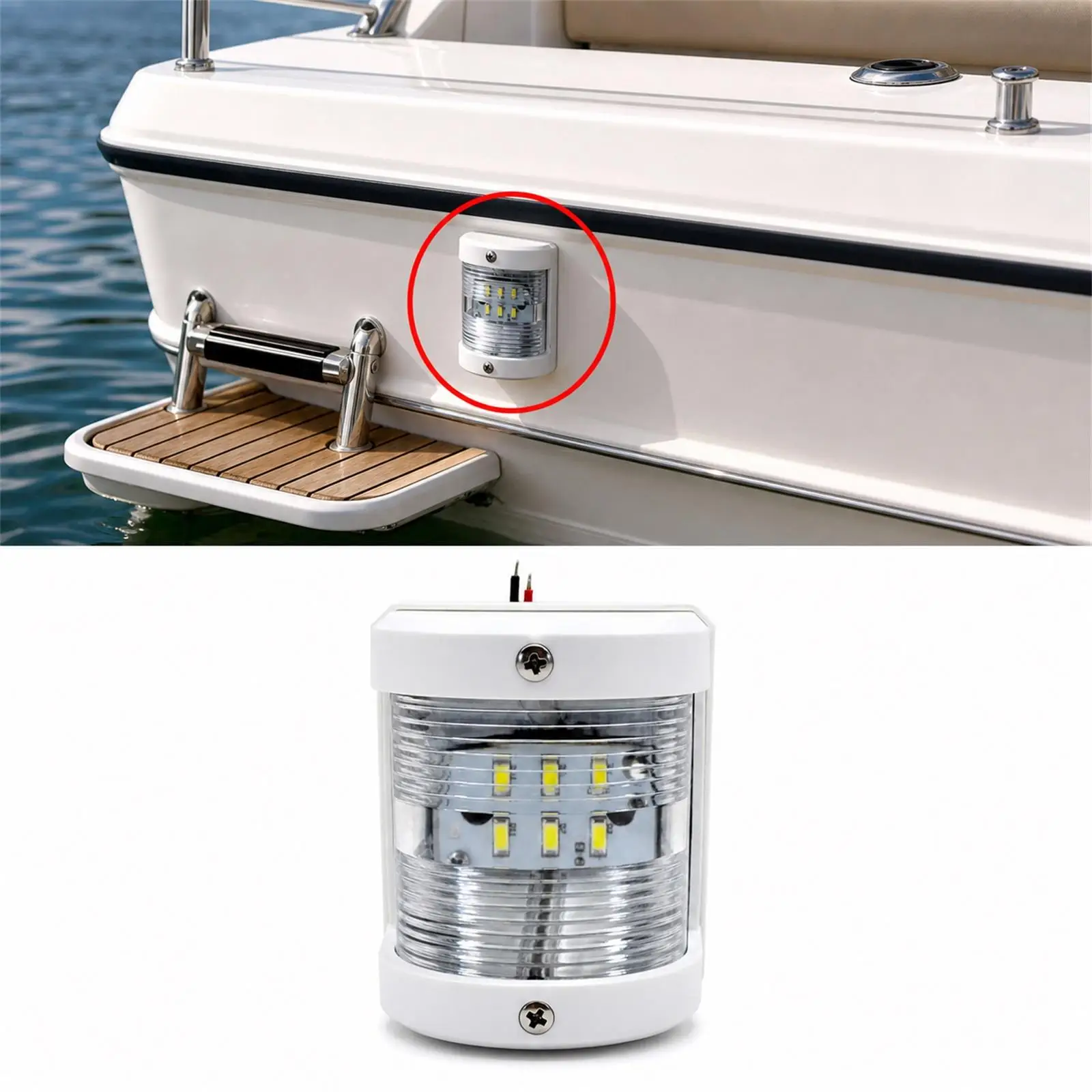 White Stern Navigation Light IP66 Durable ABS Mini Led for Sailboat Equipment Masthead Boat Lighting