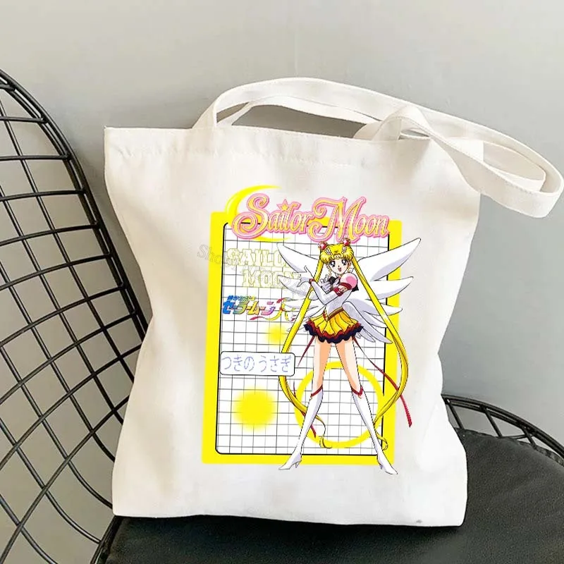 Sailor Moon Shoulder Bags for Women cute Harajuku Shopping Canvas Shopper Bag girl handbag Tote pouch Casual  Large Capacity