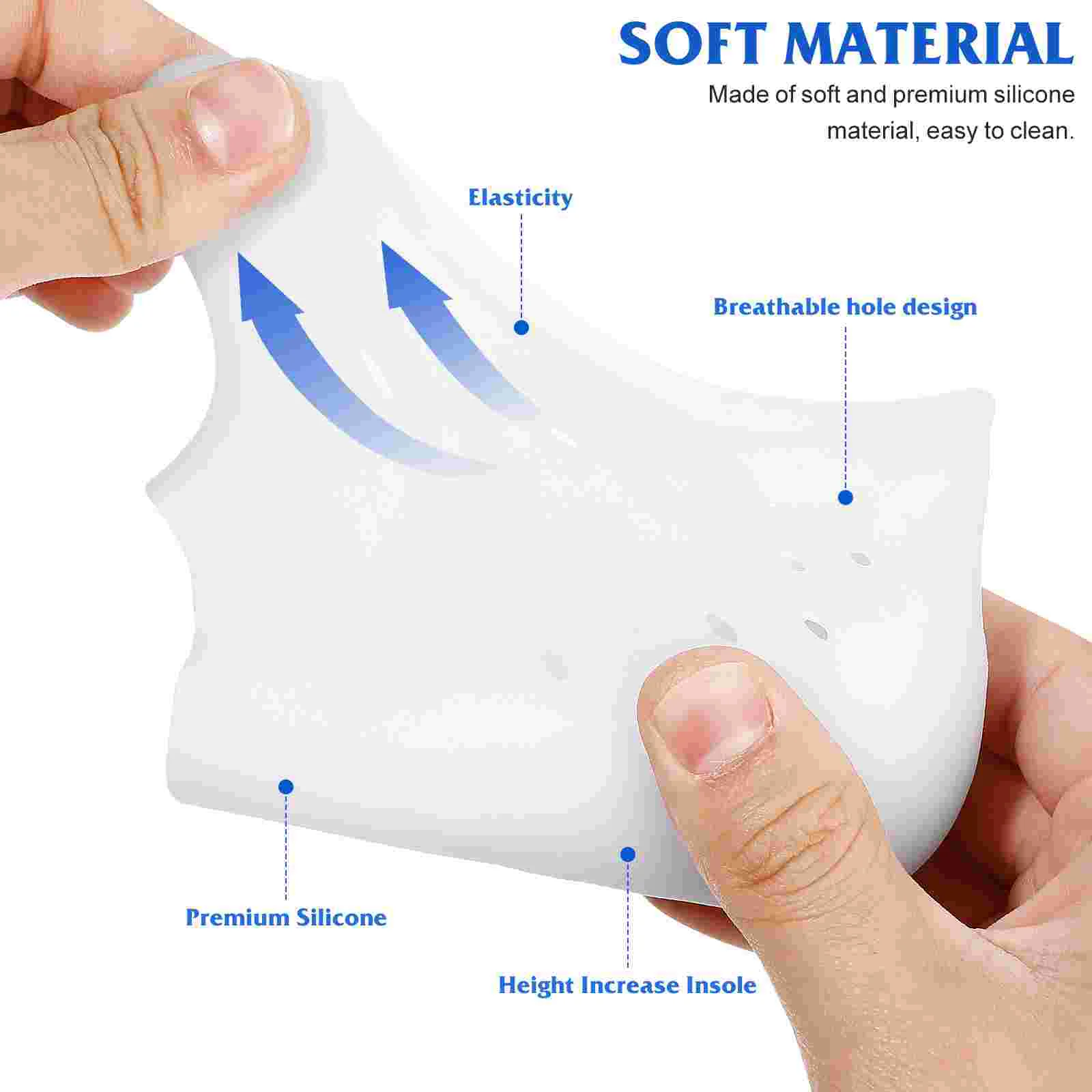 Practical Insoles Height Increase Shoe Lift Inserts Gel Shock-absorbing Invisible Silicone