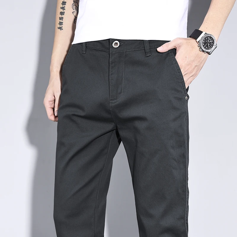 2024 New Cotton Men Outdoor Fit Straight Solid Color Work Sweatpants Man Jogger Overalls Korean White Luxury Casual Pants Male