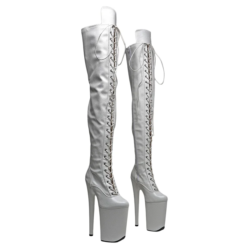 

Leecabe 23CM/9inches Snake PU Trend fashion Heel platform stripper heel Pole Dance boots