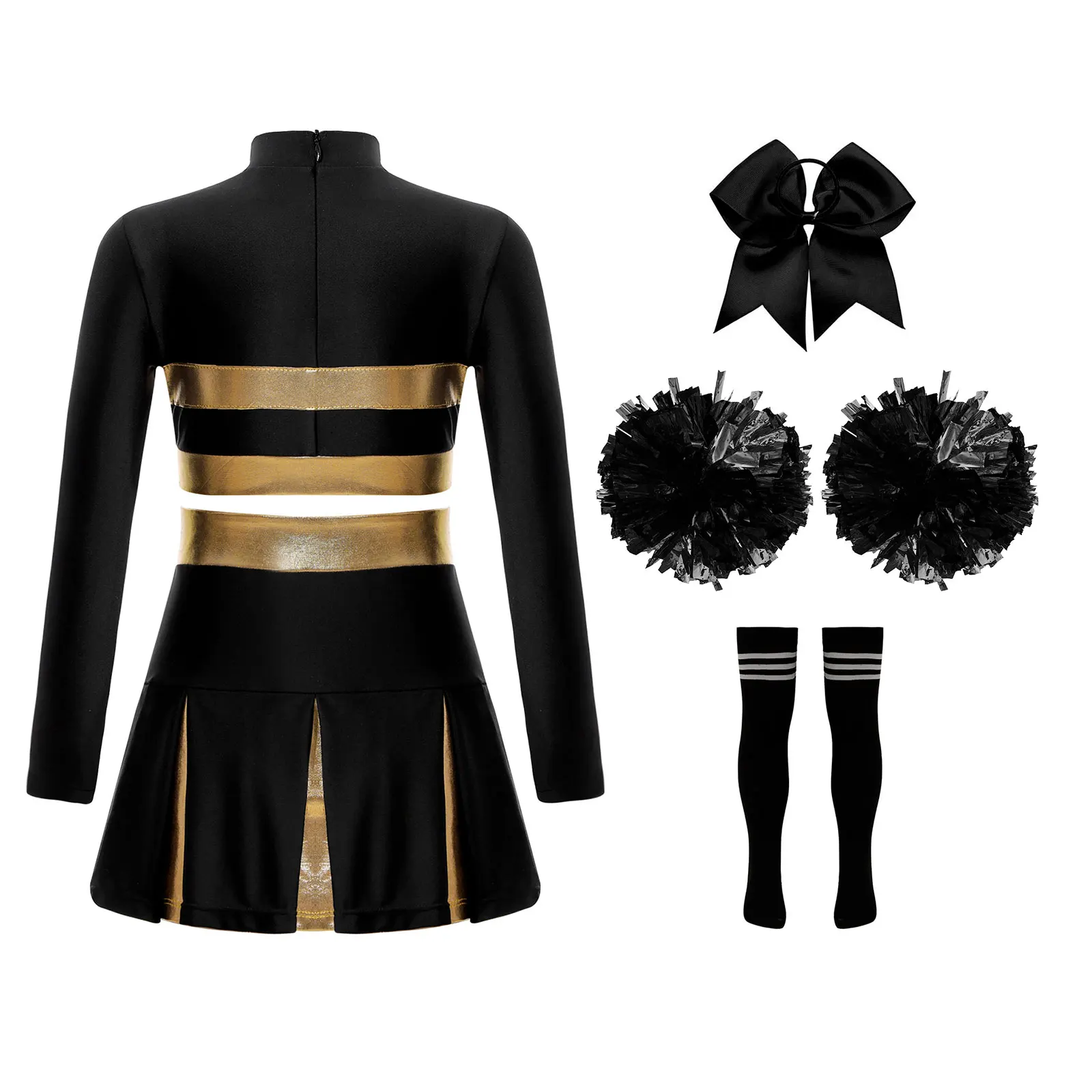 Kids Cheerleader Costume Schoolgirls uniforme da Cheerleader per Halloween Party Dancing Competition Fancy Dress Outfit Set