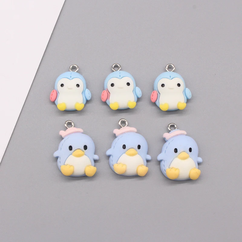 Mix 10pcs/pack Kawaii Antarctic Penguins Resin Charms Cute Flatback Cartoon Pendant For Earring Bracelet DIY Jewelry Make