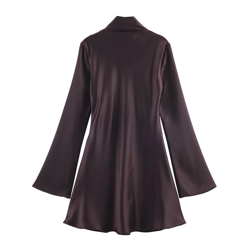 Women's High-Street Chic Satin Scarf Dress Autumn/Winter 2025 New Collection Fashionable Streetwear