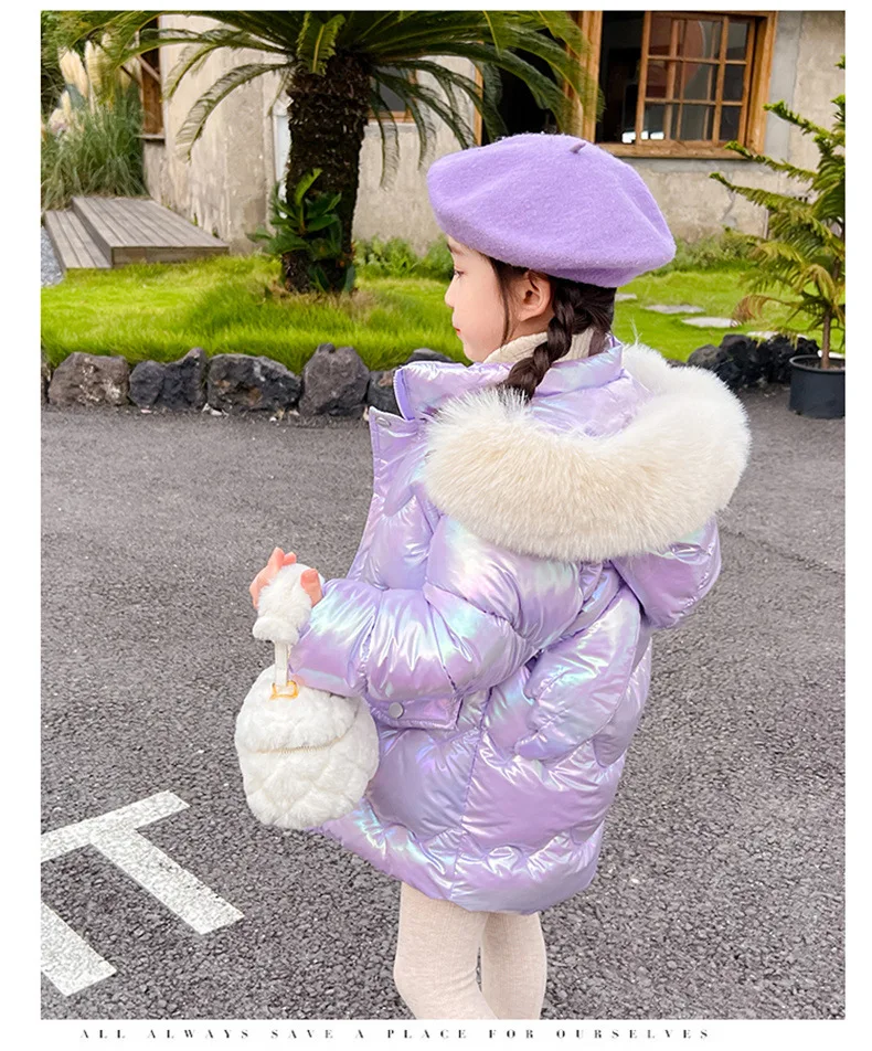 2-10 Jahre Winter-Mädchenjacke mit süßen Flügeln, warmem Pelzkragen, Prinzessinnenmantel mit Kapuze, Reißverschluss-Parka, Schneeanzug, winddichte Oberbekleidung – Detail 12