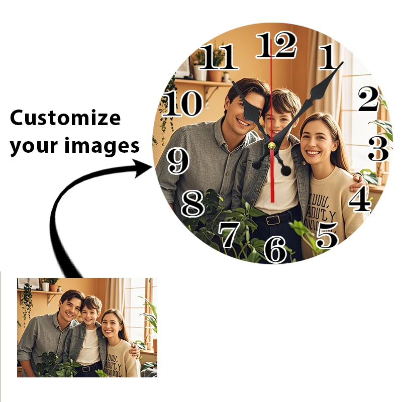Персонализированные деревянные настенные часы, индивидуальное циферблат для домашнего декора
