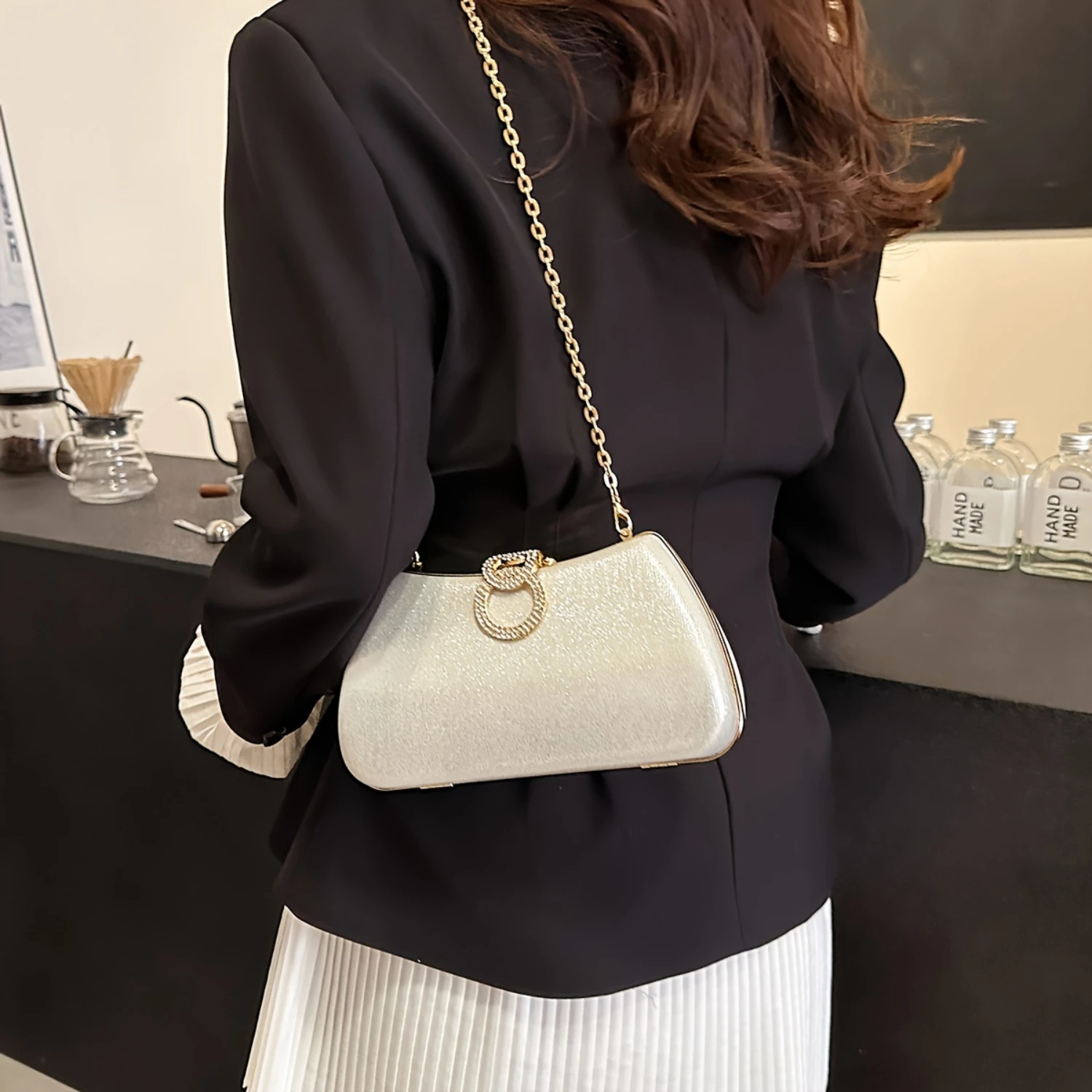 

Small Quilted Messenger Bags, Designer Dinner Bags, Clutch Purses with Chain Straps