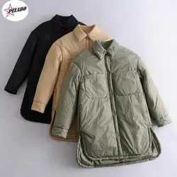 Za Women's Shirts Jackets Thin Parka Oversize Shirt Coats Femme Armygreen Outerwear Coats Bf Long Sleeve Khaki Coat Trf PULABO