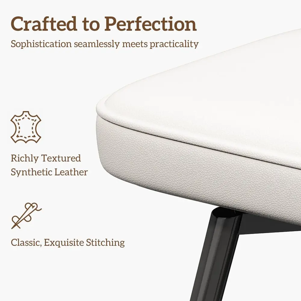 Bar Stools Set of 3, Kitchen Counter stools with Backs and Metal Legs, 26 Swivel Barstools for Counter Height, Faux Leather in - view 6