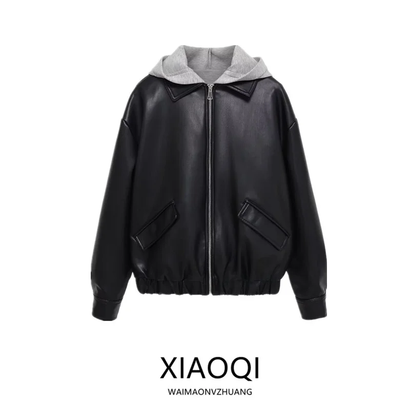 خريف 2025 معطف Jaet نسائي متعدد الاستخدامات ذو تأثير جلدي وصل حديثًا معطف Sle طويل Sve بسحاب للإغلاق #1