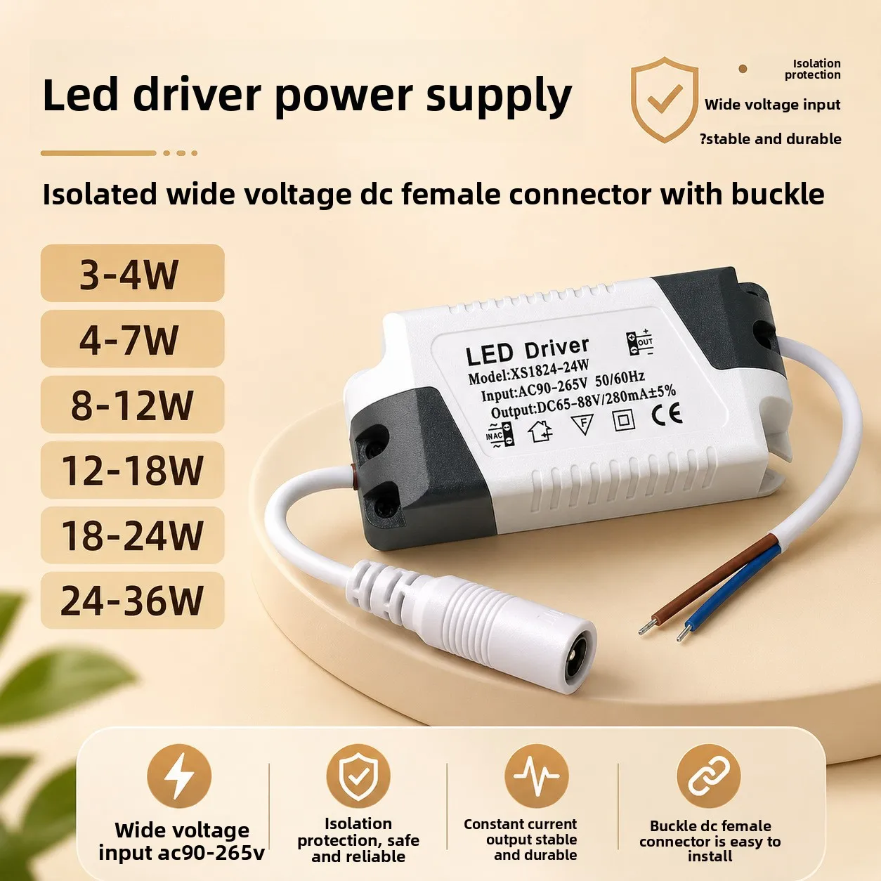 LED Panel Light Drive Power Supply 4-7W 8-12W Ballast 18-24W Wide Voltage Constant Current