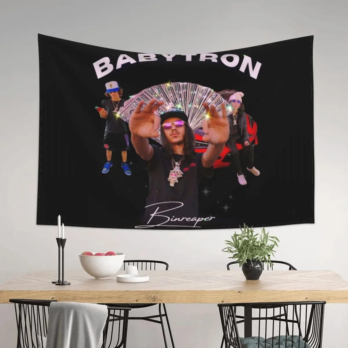 

babytron 90s rap tee shirt Tapestry Christmas Decoration Wall Art Bedroom Decor Aesthetic Tapestry