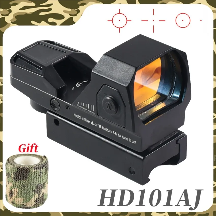 

HD101AJ Red Dot Optic Sight Reflex Collimator Sights Hunting Collimator 4 Reticle Dot Airsoft Rifle Scope 20mm Weaver Rail Mount