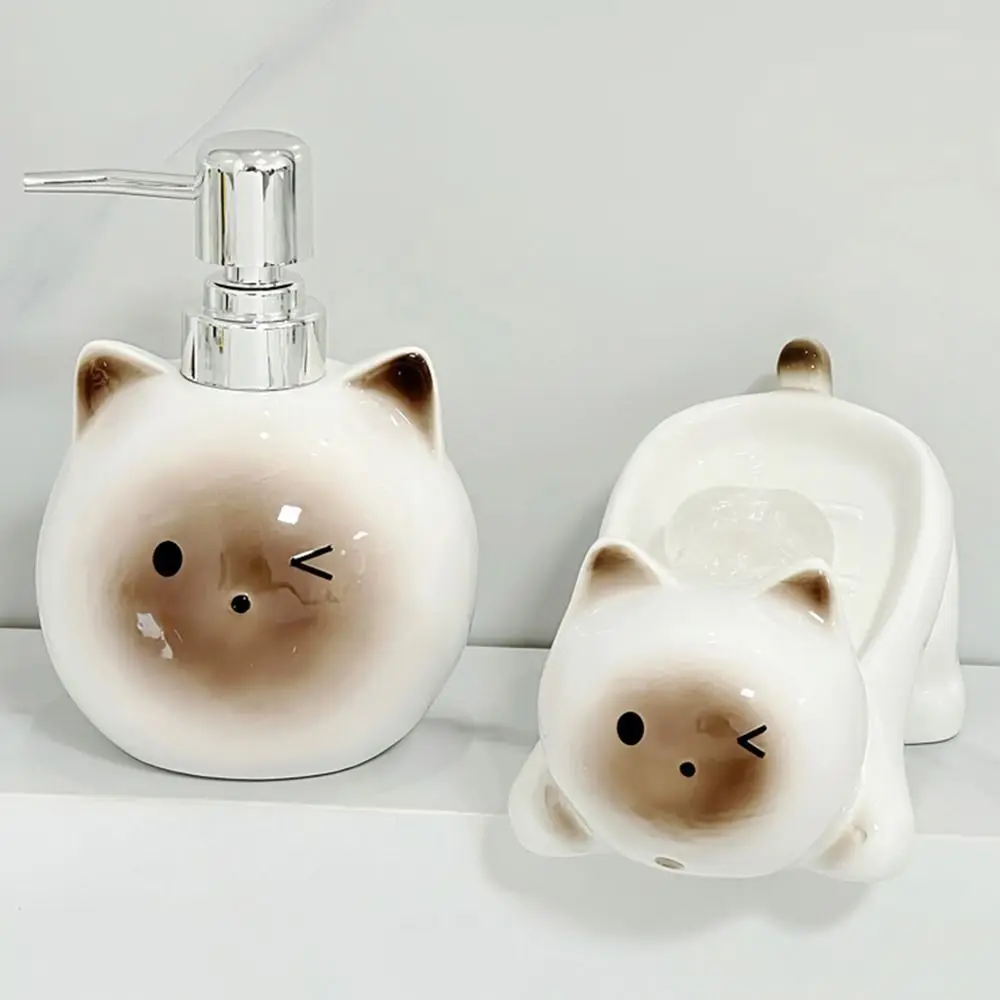 

Керамическая бутылка для лосьона в форме милого кота, пустой пресс-тип, дозатор мыла для рук, многоразовый портативный контейнер для дезинфицирующего средства для рук