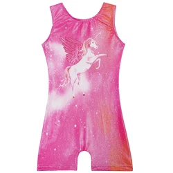 Gymnastics Leotards for Girls Kids Tank Biketards with Shorts Unicorn Ballet Dance Outfits Training Workout Unitard