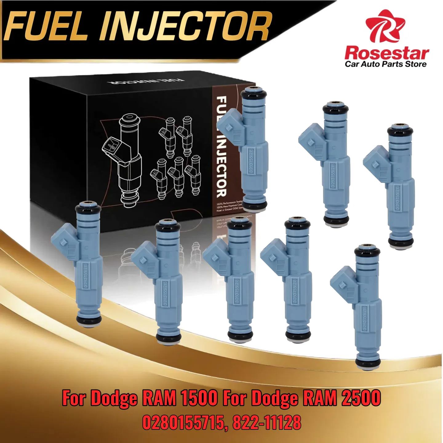 

8Pcs Fuel Injectors For Dodge RAM 1500 For Dodge RAM 2500 3500 1996-99 5.2L 5.9L 82211128