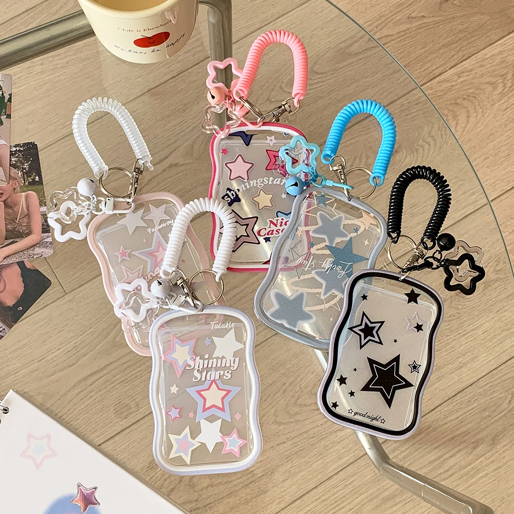 INS Style 3Inch Star Card Holder Korean K-Pop Idol Trading Card Protective Sleeve Work Card Protective Sleeve Keychain Bag Decor