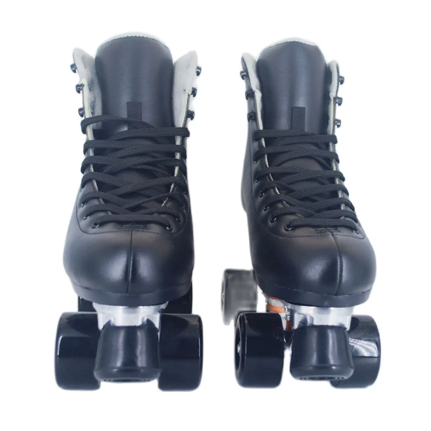 Mens Double Line Skate Quad Roller Skates Cowhide Retro 2 Line Skating Boots Black Leather Unisex Patines Large Skating Shoes