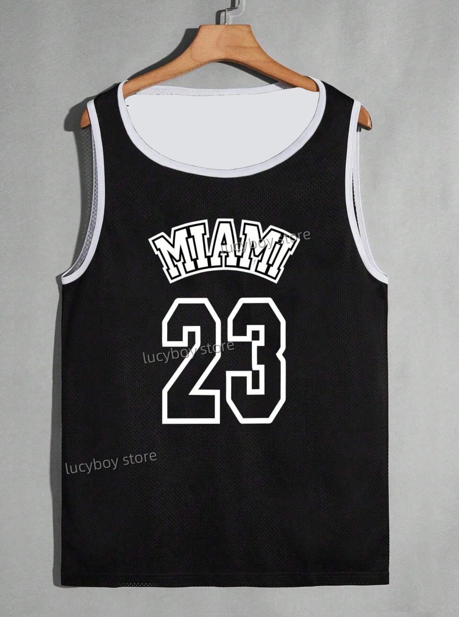 

mens MIAMI No.23 Print vest Striped Round Neck Casual Tank Top mens Basketball Jersey vest Boyfriend Style sport basketball vest