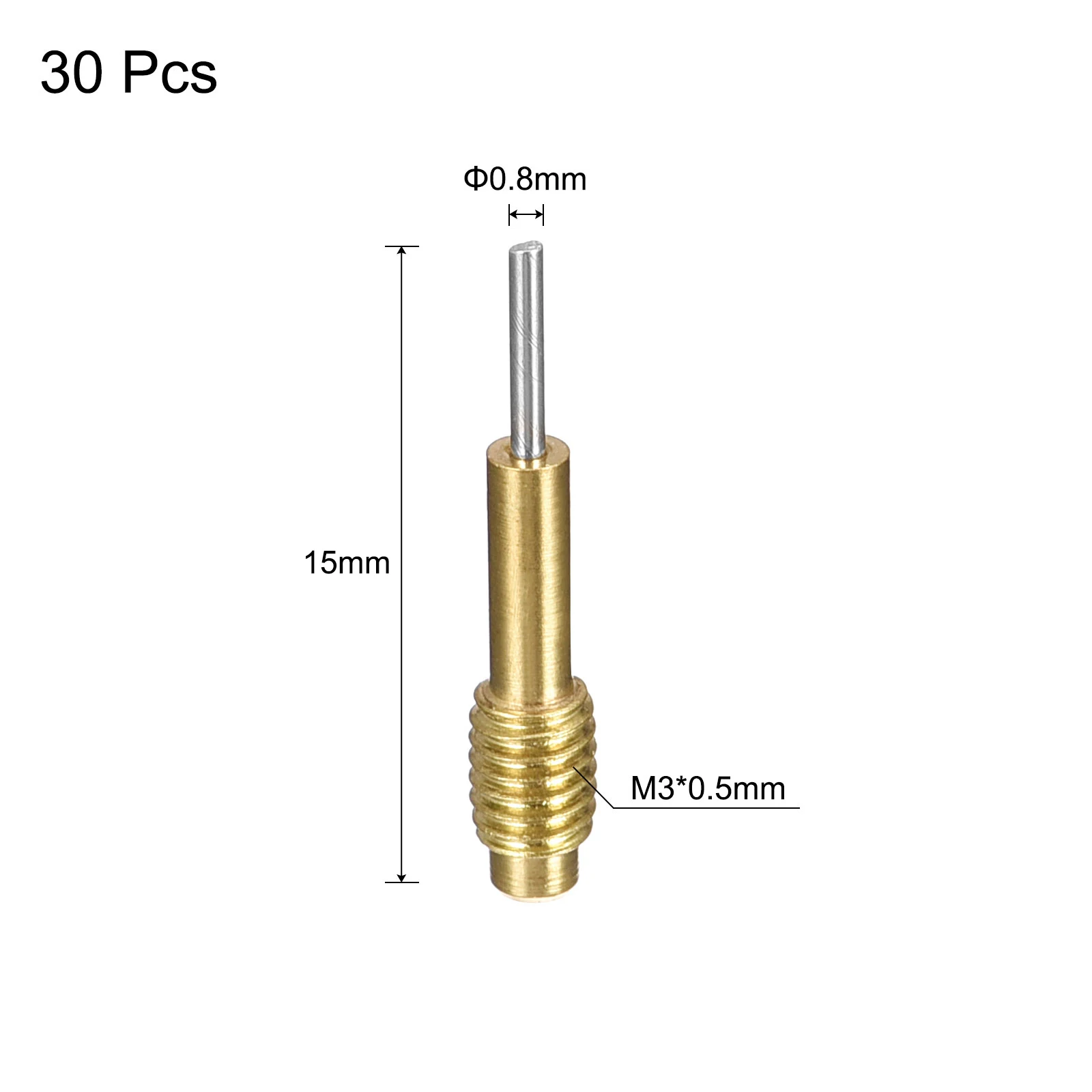 uxcell 30pcs Replace Pins for Watch Band Pin Punch Tool 0.8mm Dia Brass Link Pin Remover Punch Pins M3x0.5 Threads