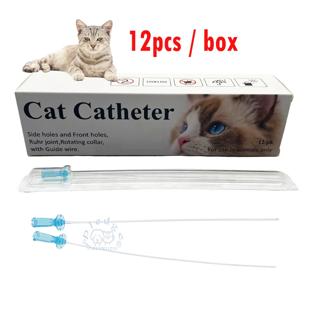12 Stück/Box Katzen-Urinkatheter ohne Sondenblockade zur Linderung von Harnröhrenobstruktion, zur Reinigung der Blase, zur Entfernung von Kristallen, Einwegartikel – Detail 1
