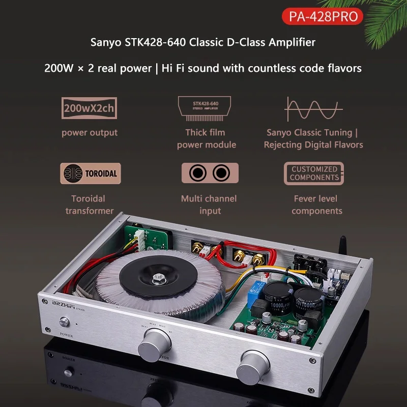 

Weiliang audio 400W Audiophile Amplifier High Power Home Power Amplifier Thick Film Class D PA-428PRO