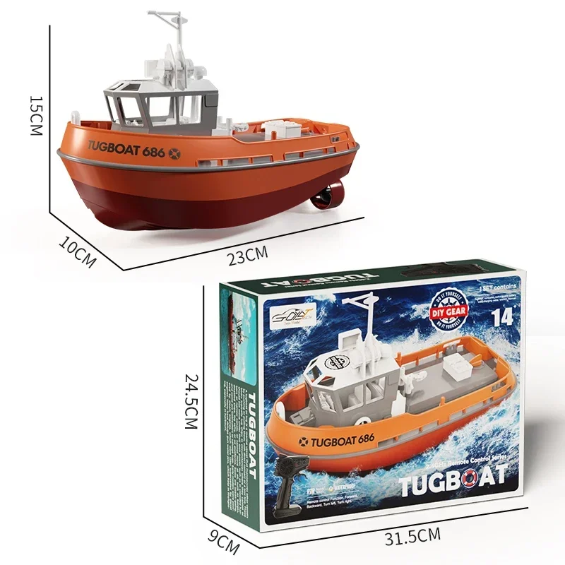 NEW Wireless 686 RC Boat 1/72 Powerful Dual Motor Radio Control Shipboat 2.4G Electric Remote Control Tugboat Model Toys for Boy