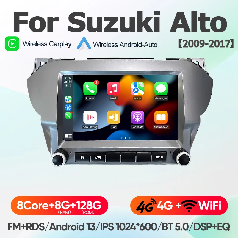 Voor Suzuki Alto 2009 - 2016 Nissan Pixo 4G+WiFi Android 13 draadloze CarPlay autoradio multimediasysteem navigatie BT radio