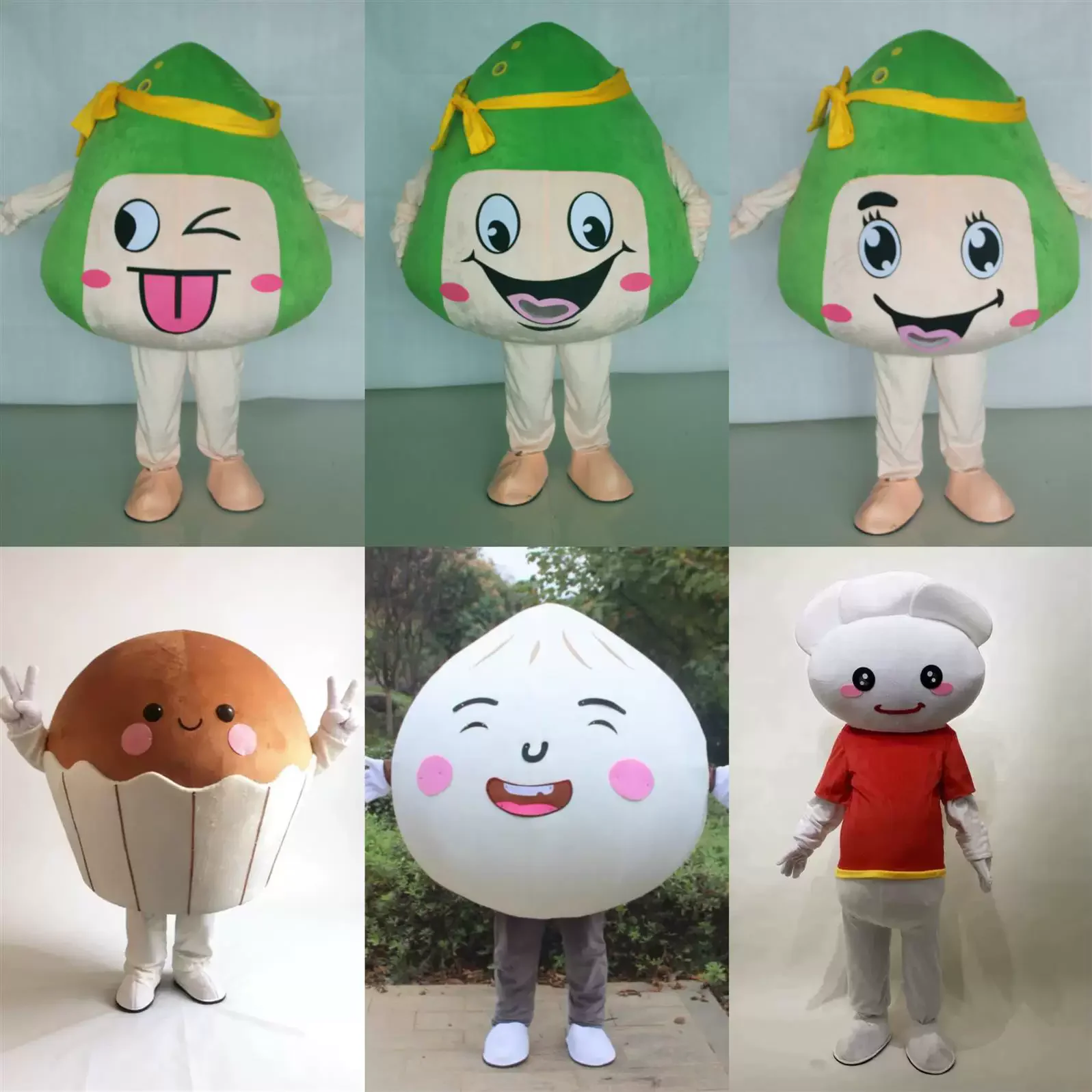 Dampfbrötchen-Zongzi-Maskottchen-Kostüm, Kuchen-Cartoon-Puppe, traditionelle chinesische Reispudding-Kleidung, Werbeartikel